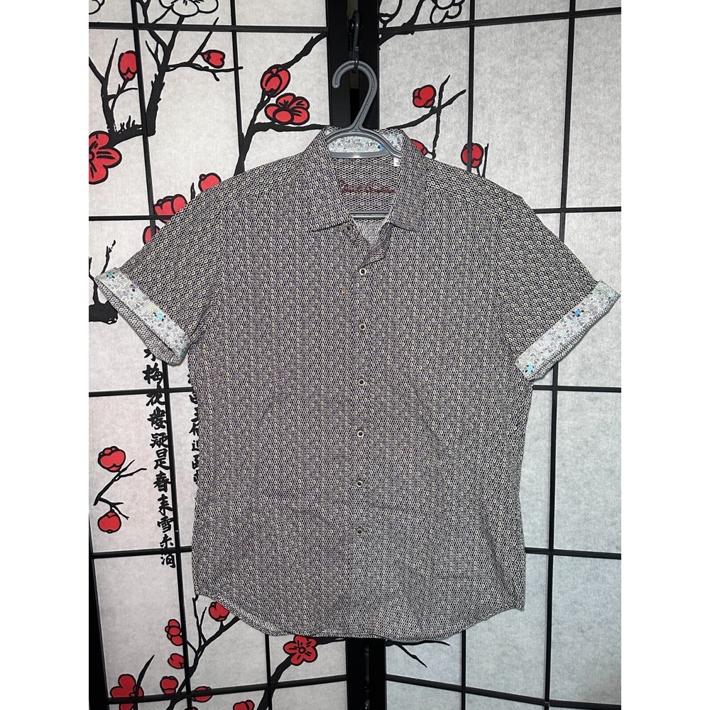 Robert‎ Graham Shirt S Short Sleeve Button Up Flip Cuff Art Pattern Classic Fit